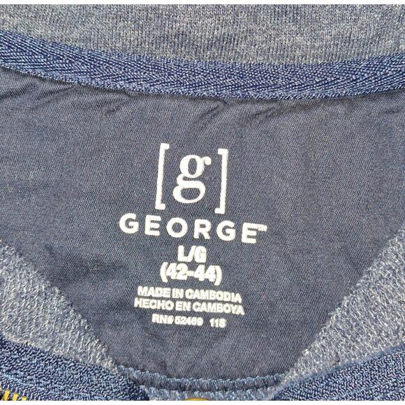 George Blue Quarter-Zip Pullover Size L Cotton Blend Y2K Normcore Cozycore - Picture 3 of 6